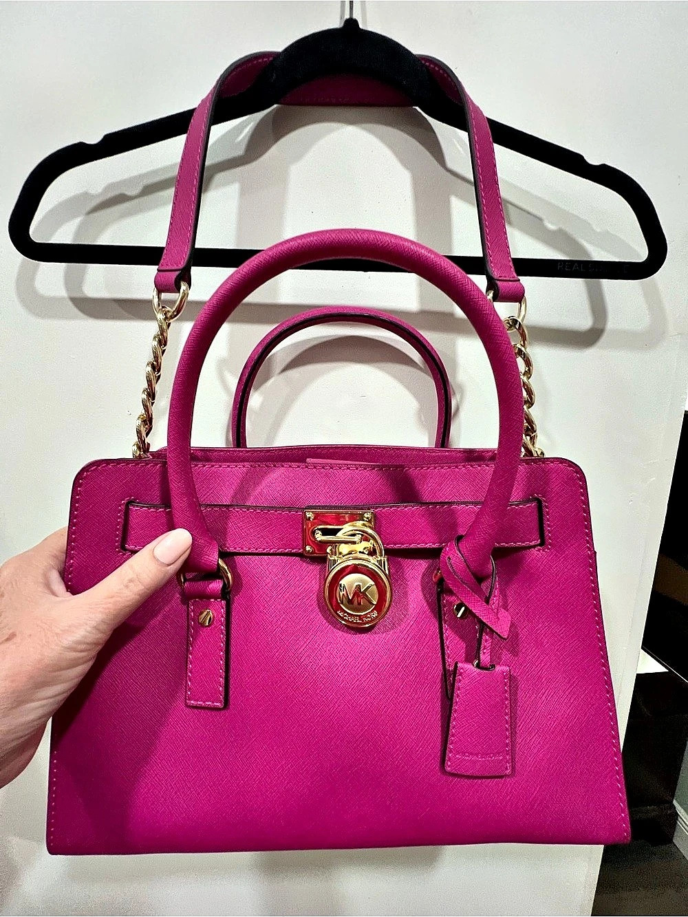 Michael Kors Hamilton Saffiano Leather Satchel in Pink